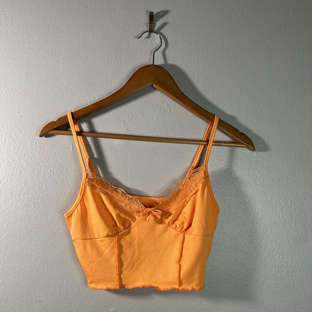 Dreamy Coquette Romantic Babydoll Vibrant Orange Top with Ribbon